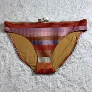 Aerie Striped Ribbed Bikini Bottom Orange Red Blue Swim XL 075-1753-3159